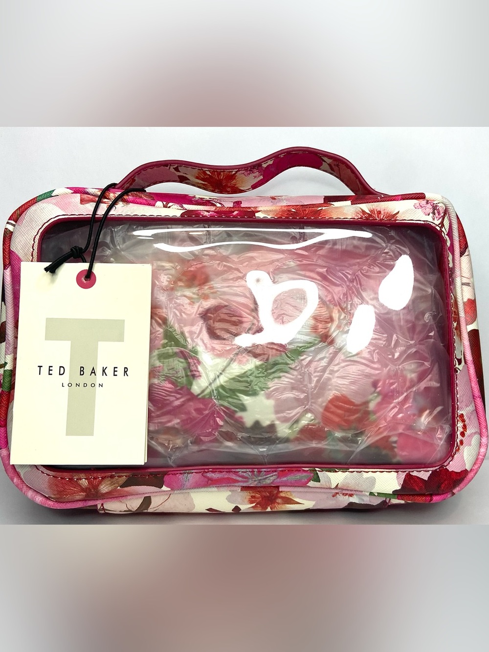 Ted Baker 3 pc Floral Pink Clear  Travel Cosmetic Case - Picture 2 of 2